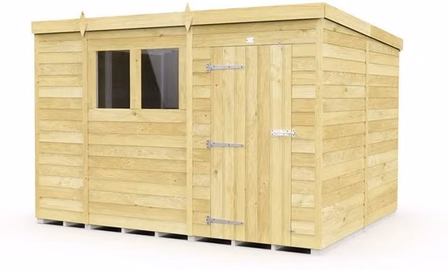 Buttercup Farm Brown Wood Pent Shed with Single Door and Windows, L231 x W329 x H201 cm