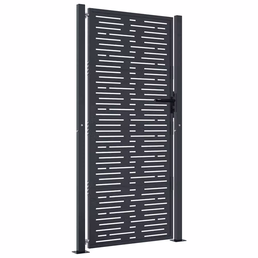 Berkfield Home Beautiful Garden Gate in Anthracite Grey, Steel Square Design, W: 105 cm, H: 180 cm – 3
