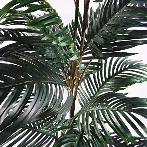 Leaf Large Bushy Artificial Tropical Palm Tree in Green, H 140 cm x W 80 cm x D 80 cm – 3