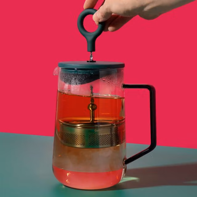 La Cafetire Gyro 4 Cup Glass Spinning Tea Infuser with Green Lid, 1.25l, Green