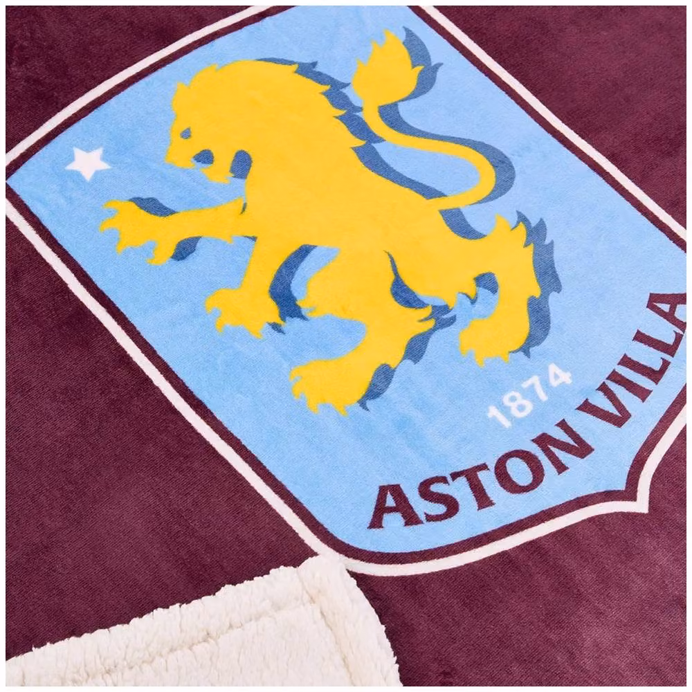 Aston Villa FC Fluffy Sherpa Fleece Blanket in Burgundy and Red – 2