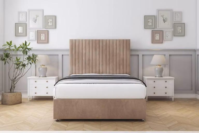 Sloomy Manhattan Naples Small Double Divan Set with 54 inch Headboard in Light Brown