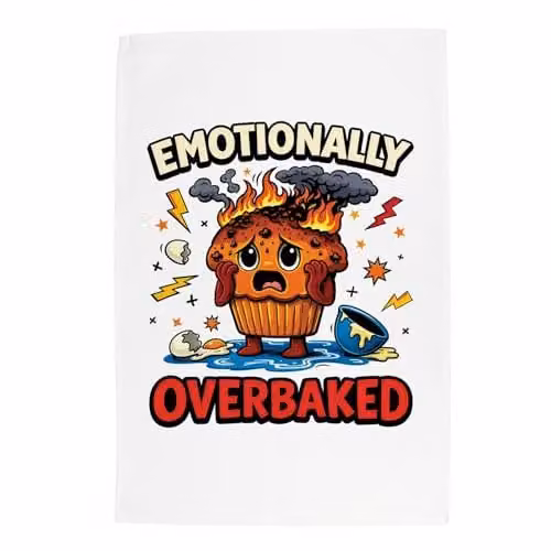 Purely Home Emotionally Overbaked Cotton Tea Towel, Multicolour, W: 67 cm, H: 45 cm