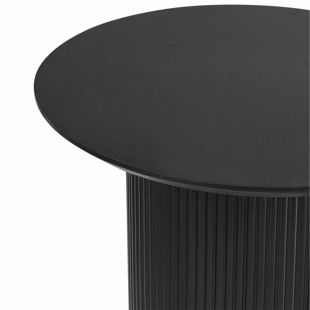 Wyld and Coco Black Side Table with MDF Top and Ribbed Metal Base, Diameter: 50 cm – 3