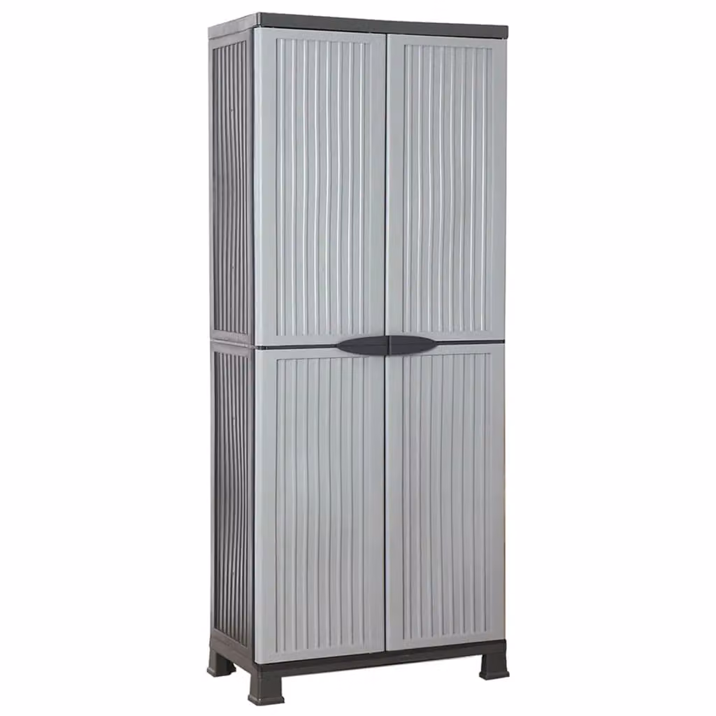 Berkfield Home Plastic Freestanding Cabinet in Grey, W/D/H: 68 x 39 x 171.5 cm – 2