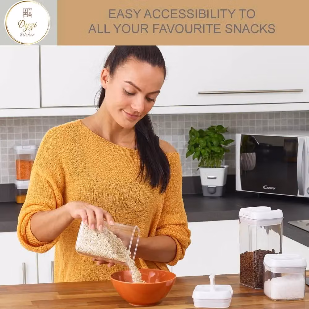 Dyzi Airtight and Leakproof BPA-Free Plastic Food Storage Containers in White and Transparent – 3