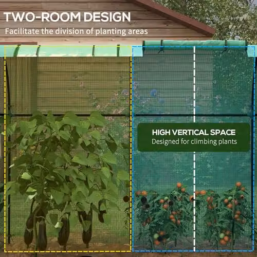 Outsunny Tomato Greenhouse with 2 Roll-up Doors and Mesh Windows, Green, W/D/H: 185 x 94 x 150 cm – 3
