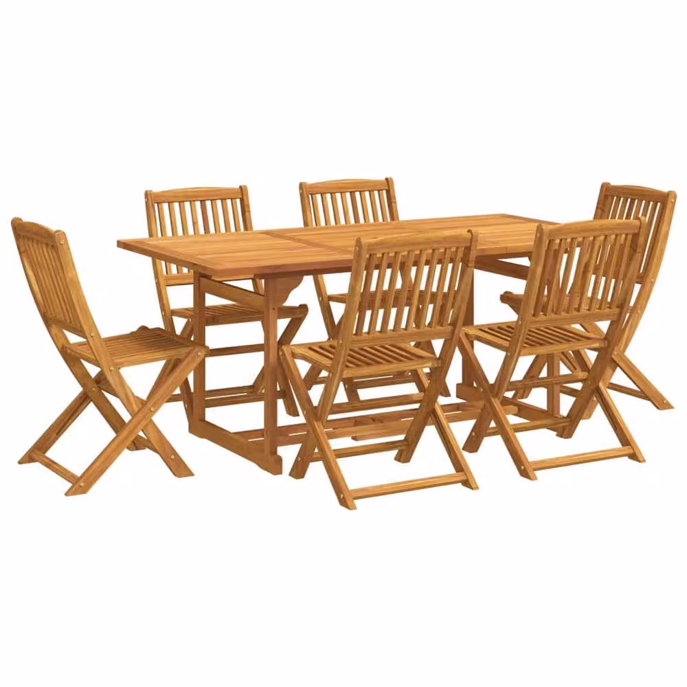 Berkfield Home 7 Piece Classic Garden Dining Set in Brown Oiled Acacia Wood, W/D/H: 180 x 90 x 75 cm – 2