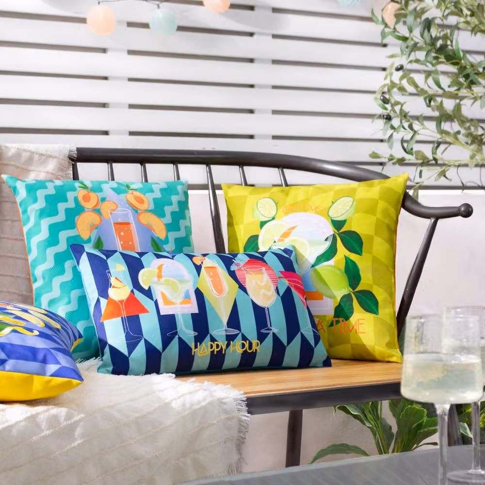 furn Happy Hour Abstract Blue Polyester Outdoor Cushion W/D/H: 50 x 30 x 0 cm – 3