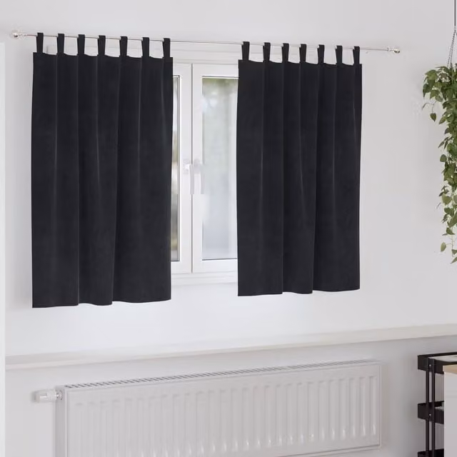 Berkfield Home Blackout Velvet Curtains with Hanging Loops, 2 Pack, Black – 1