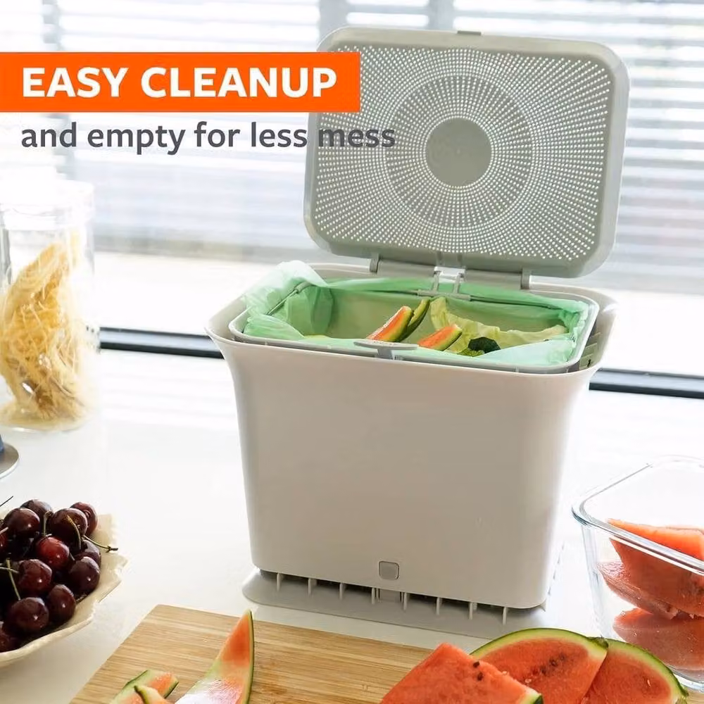 NESTLUNE White Plastic Food Waste Caddy Bin with 5.5 Litre Capacity – 2
