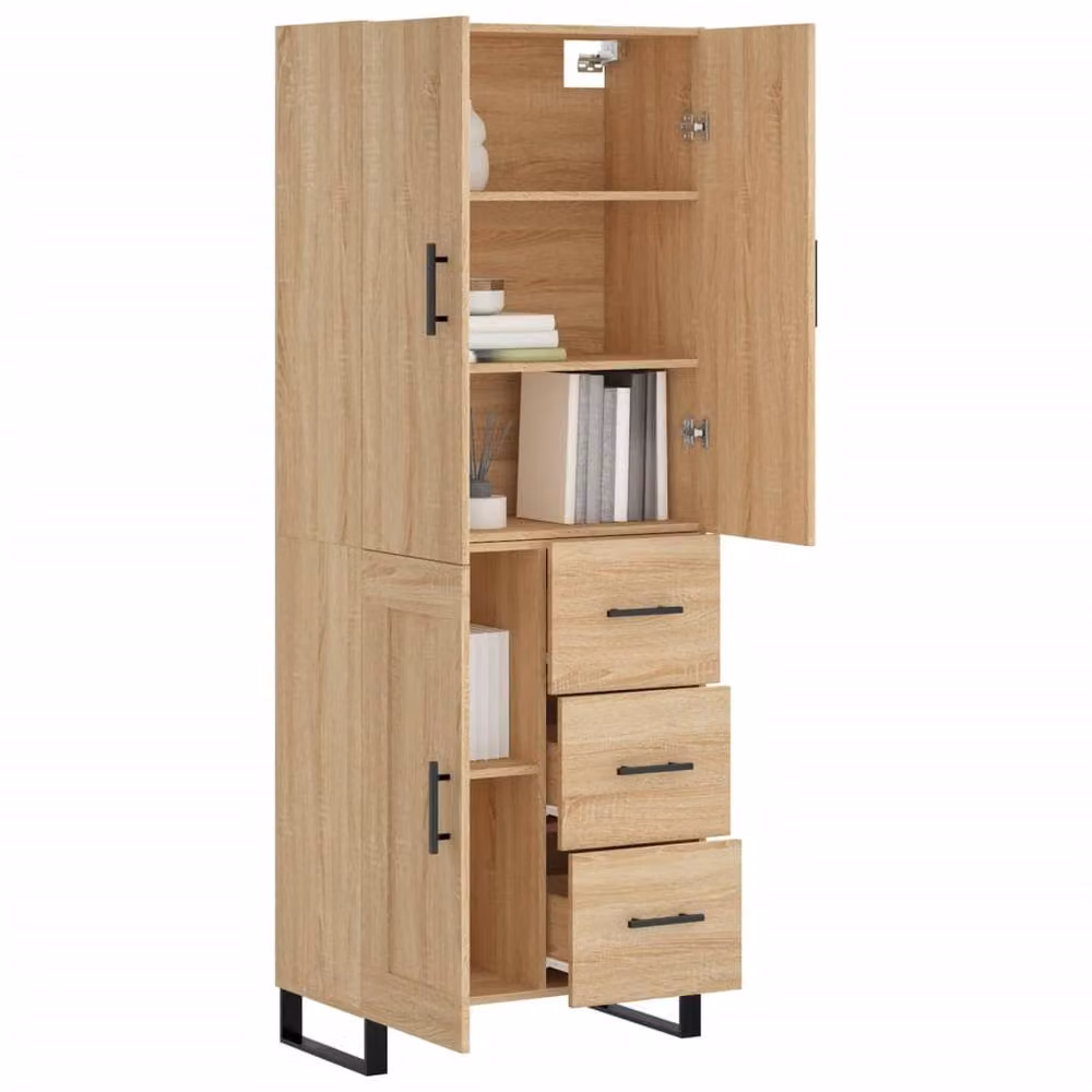 Berkfield Home Sonoma Oak Highboard in Light Brown, W/D/H: 69.5 x 34 x 180 cm – 2