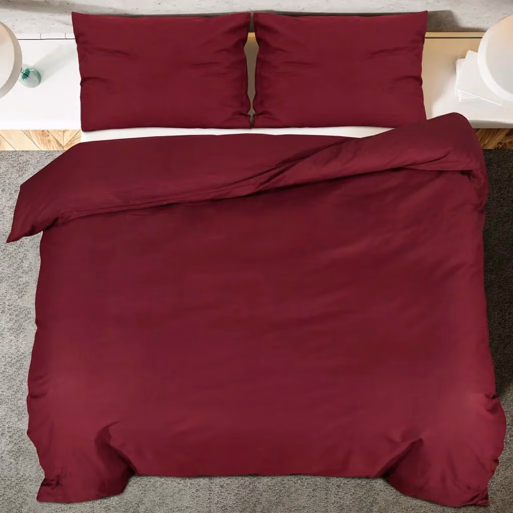 Berkfield Home Cotton Duvet Cover and Pillowcase Set in Red, W/D/H: 200 x 220 cm – 3