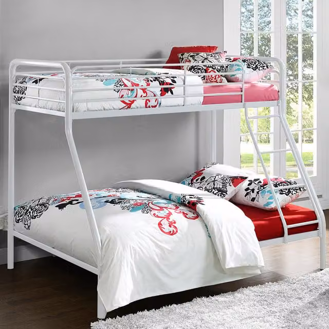 Dorel Modern Metal Single and Double Bunk Bed in White