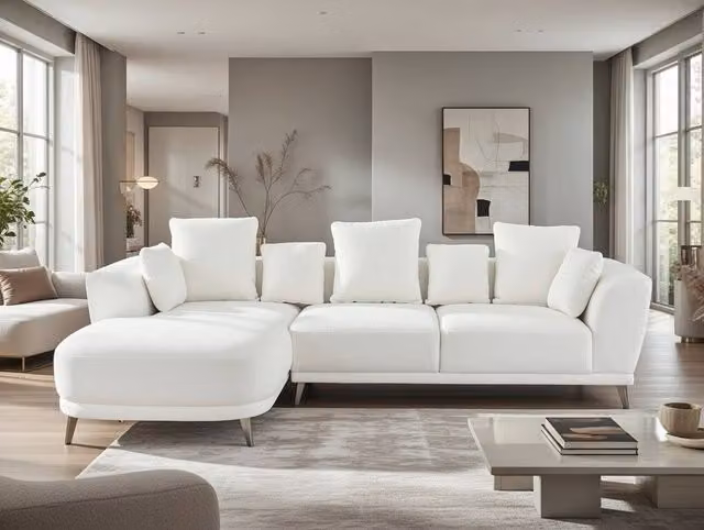 DS Living Nova 3 Seater Right Corner Lounger Sofa in Cream Fabric – 1
