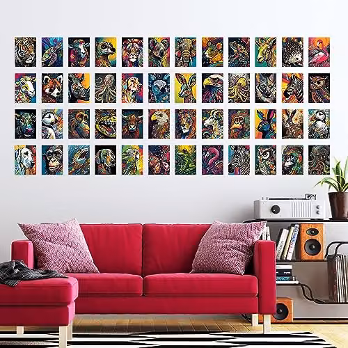 Artery8 Wild Animal Aesthetic Collage Kit, 50 Multicolour Paper Wall Art Prints, W: 15 cm, H: 10 cm – 2