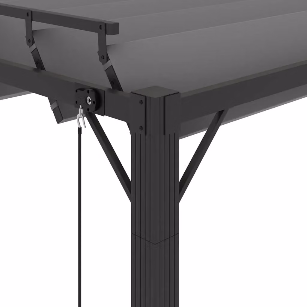 Berkfield Home Gazebo with Louvered Roof in Black Aluminium and Anthracite Fabric, W: 400 cm, D: 300 cm – 3