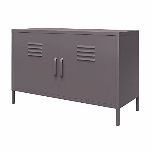 DHP Furniture Bradford Grey Metal 2 Door Industrial Accent Cabinet W/D/H: 64 x 40 x 100 cm