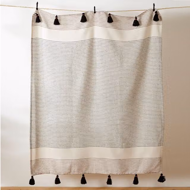 Riva Home Woven Cotton Striped Throw with Fringes in Brown, Black and Multicolour, W/D/H: 150 x 125 x 125 cm – 3