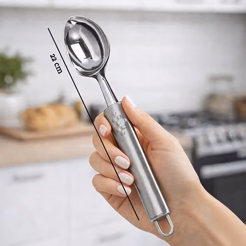 Orsina Stainless Steel Ice Cream Scoop in Silver with Hanging Loop – 2