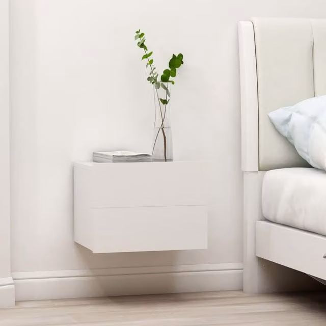 Berkfield Home Set of 2 White Bedside Cabinets in Engineered Wood W/D/H: 40 x 30 x 30 cm