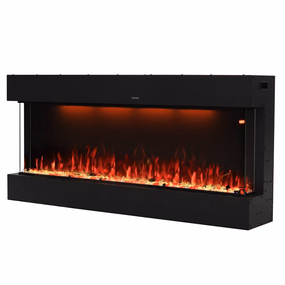 Omni-Burn 3-Side Electric Fireplace in Black with 13 Colours and 5 Brightness Settings, W/D/H: 183 x 25.34 x 68 cm – 2