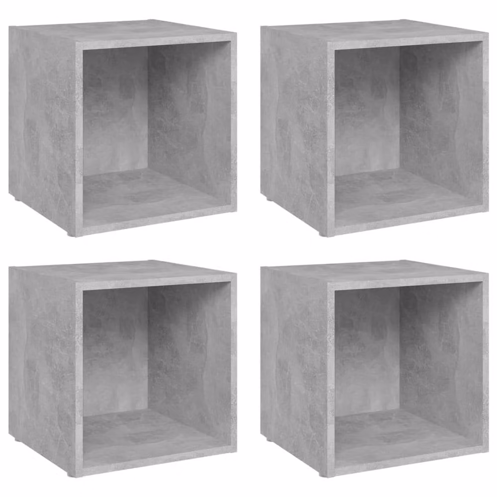 Berkfield Home Set of 4 Modern TV Cabinets in Concrete Grey, Engineered Wood, W/D/H: 37 x 35 x 37 cm – 2