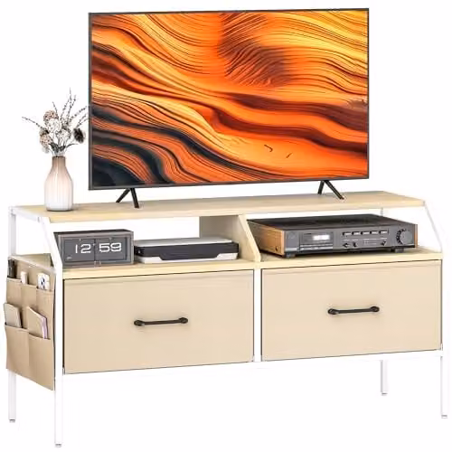 HOMCOM Industrial TV Stand Cabinet in Black, Brown and Beige, W: 90 cm, D: 35 cm