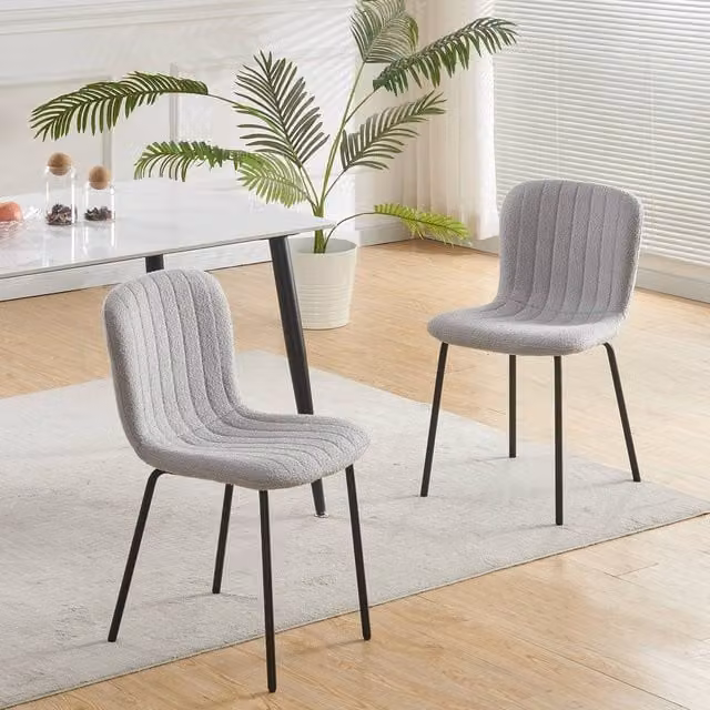 MCC Direct Bella Luxe Set of 2 Fabric Dining Chairs in Grey