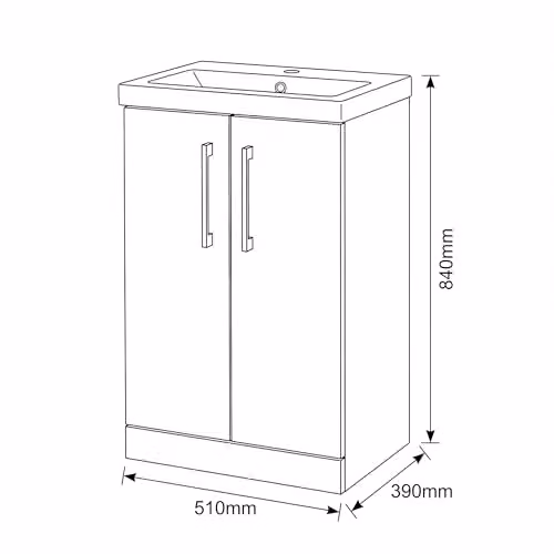 Balterley Floor Standing Bathroom Vanity Unit with Basin, Anthracite Woodgrain, W/D/H: 51.0 x 39.0 x 84.0 cm – 3