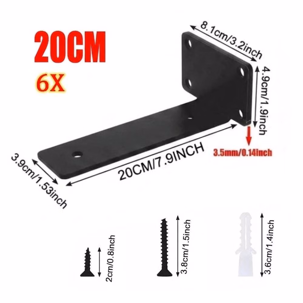 NESTLUNE 6 Pack Heavy Duty Metal Floating Shelf Brackets in Black – 2