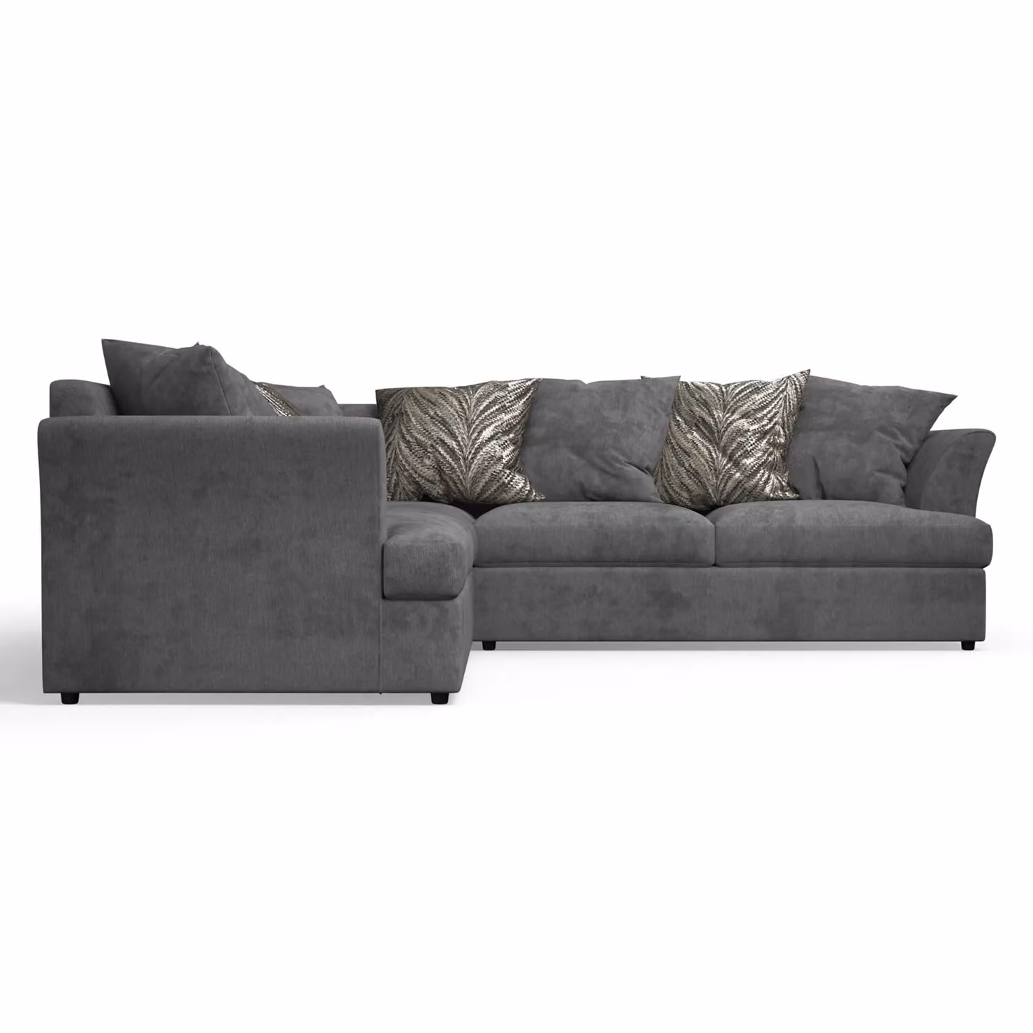 Furnishings For Less UK Mellors 5 Seater L Shaped Corner Sofa in Charcoal Chenille Fabric with Scatter Cushions – 2