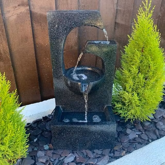 Tranquility Compact Ebony Contemporary Cascade Water Feature in Grey