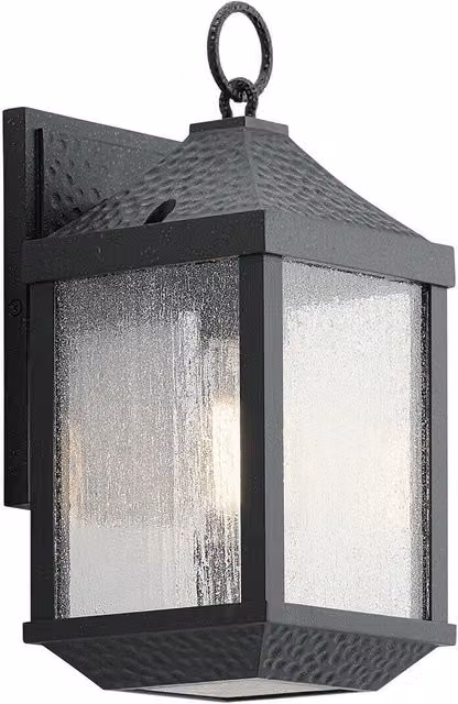 Loops Distressed Black Outdoor IP44 LED Wall Lantern with E27 Bulb