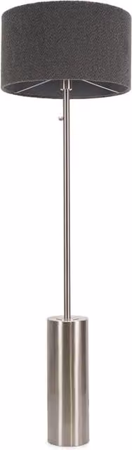 Lexy Charcoal Boucle Shade Dimmable Floor Lamp with LED Bulb in Silver and Brushed Chrome