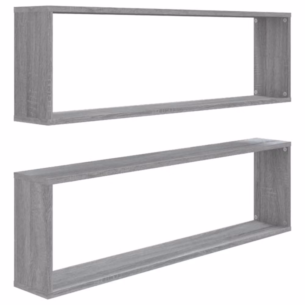Berkfield Home Wall Mounted Cube Shelves, 2 Piece Set, Grey Sonoma, W: 100 cm, D: 30 cm, H: 15 cm – 2