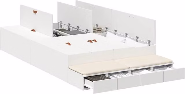 Berkfield Home White Storage Bed Frame with Drawers W/D/H: 120 x 200 cm
