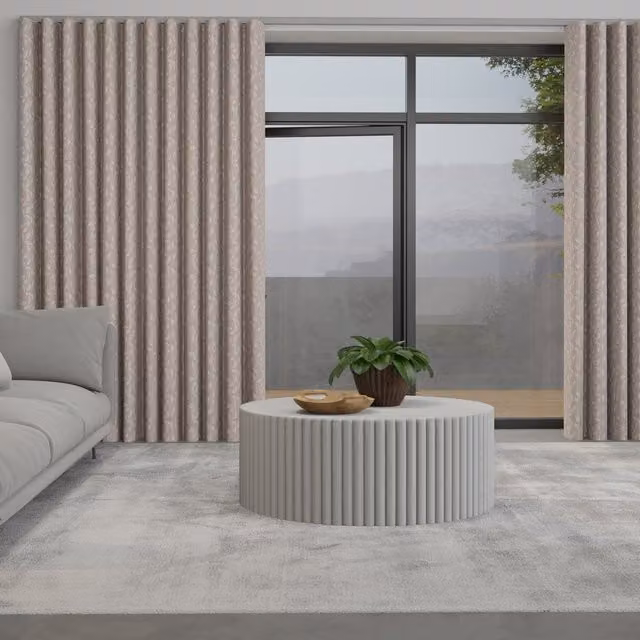 Terrys Leaf Vine Made to Measure Wave Blackout Curtain in Pink and Beige