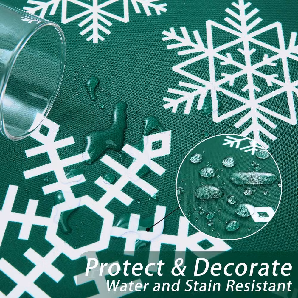 London Boutique Green Snowflake Design Christmas Polyester Rectangular Tablecloth – 7