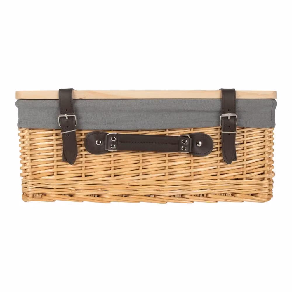 Red Willow Picnic Basket with Pinewood Lid and Grey Lining – 2