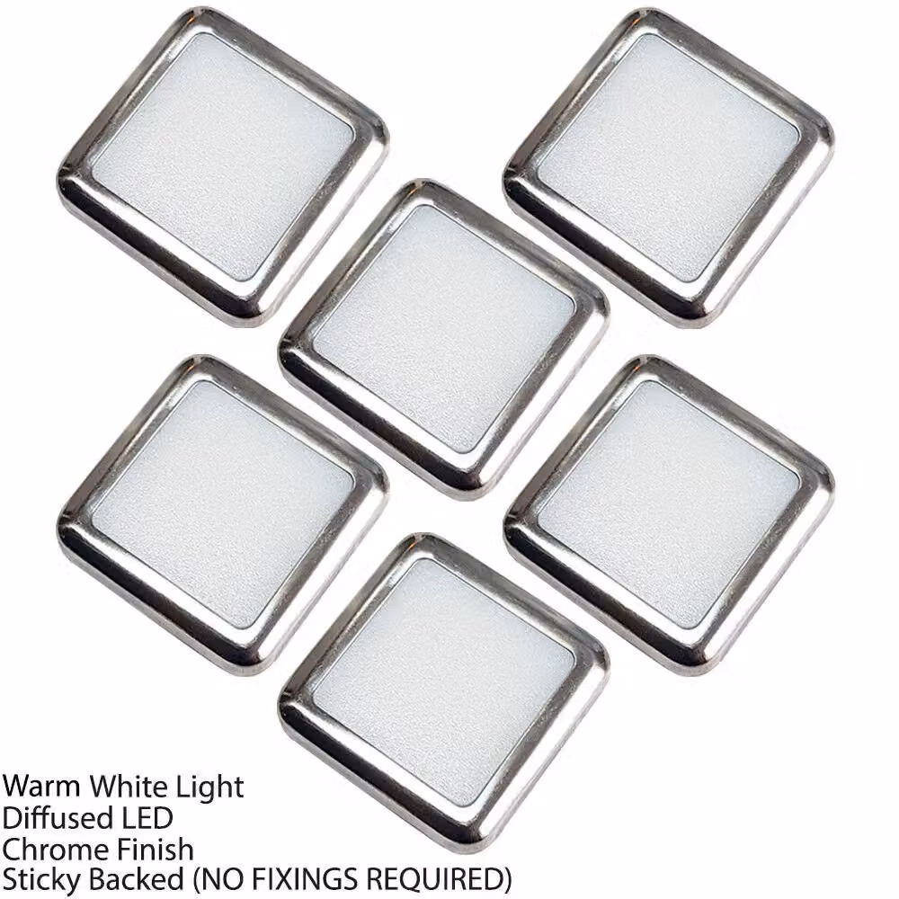Loops Square LED Plinth Light Kit in Silver with Warm White Spotlights for Kitchen and Bathroom – 2