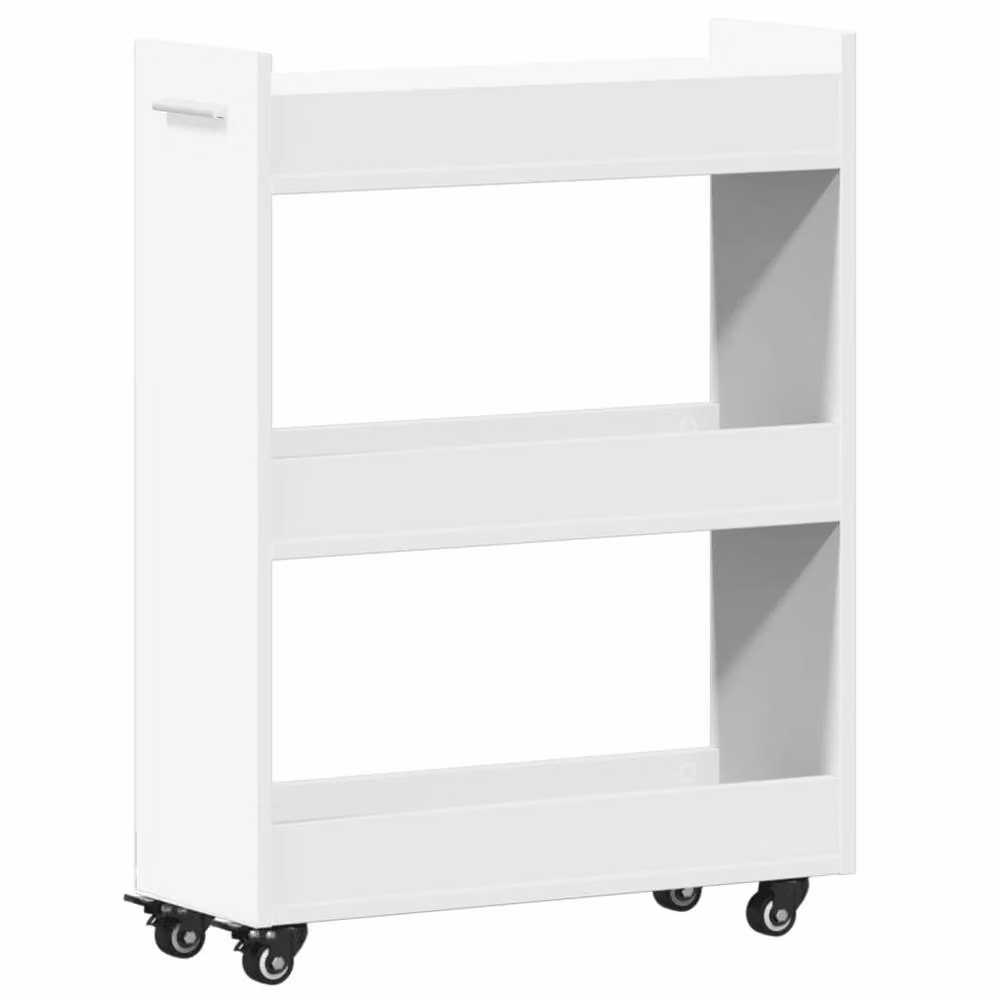 Berkfield Home Classic Freestanding Cabinet with Wheels in White, W/D/H: 60 x 22 x 79 cm – 2