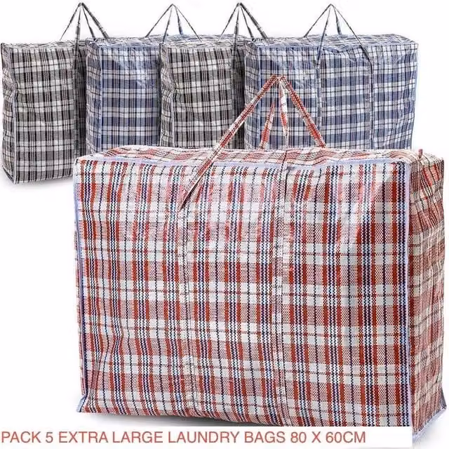 PAWNORA 5 Pack Extra Large Reusable Zipped Laundry Bags in Multicolour – 1