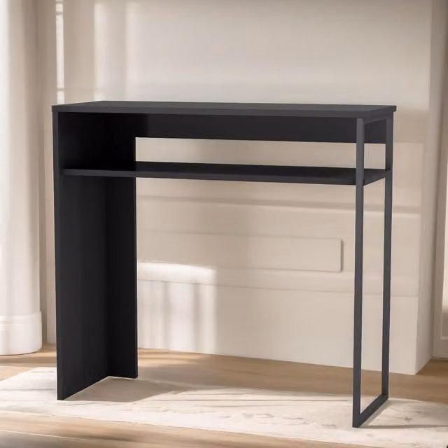 Pirlo Plush 2 Tier Console Table with Steel Frame in Black