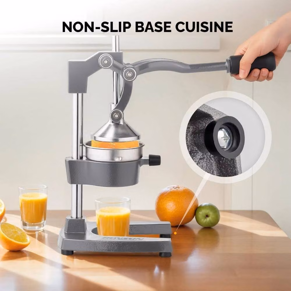 Kelvenix Manual Citrus Press Juicer in Grey Stainless Steel with Ergonomic Grip – 2