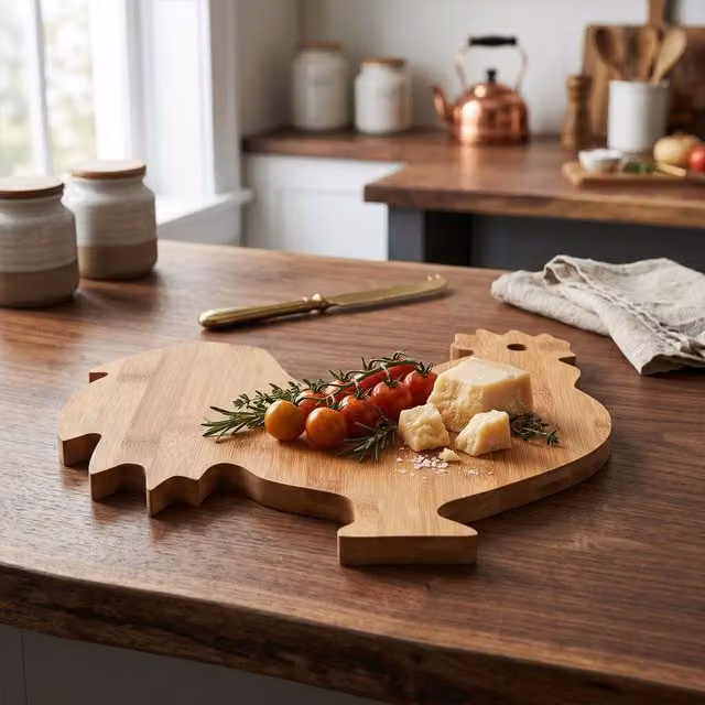 Orsina Bamboo Rooster Chopping Board in Brown and Beige – 2