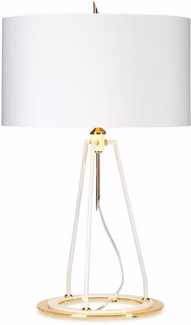 Loops Table Lamp in White with Gold Lining and E27 LED Bulb Compatibility