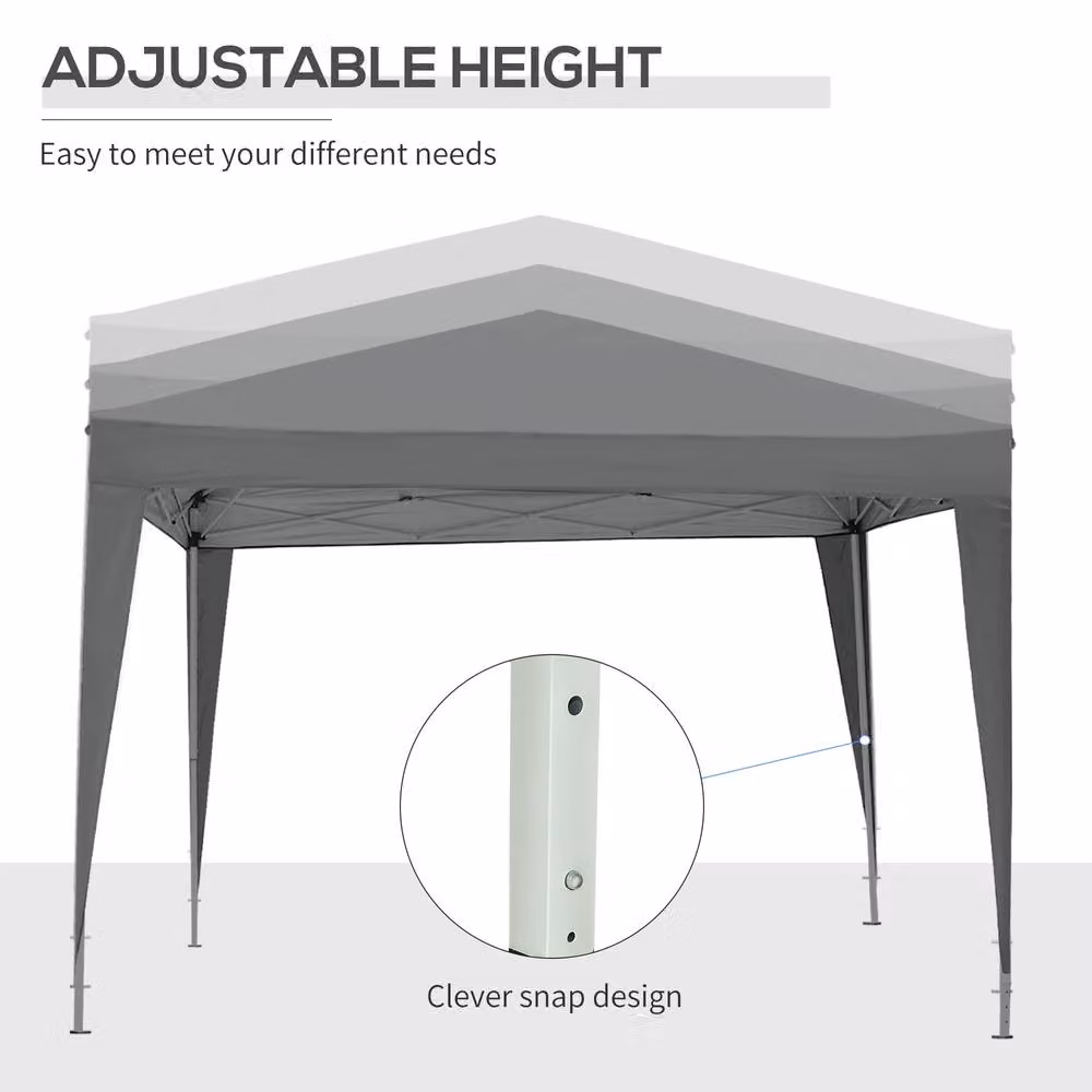 Outsunny Grey Pop Up Gazebo with Windows and Steel Frame, W/D/H: 300 x 300 x 258 cm – 7