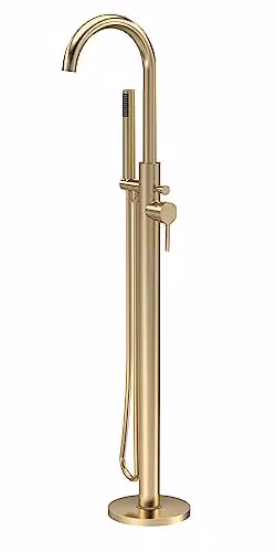 nuie CLX821 Aztec Floor Standing Bath Shower Mixer Tap with Kit, Brushed Brass