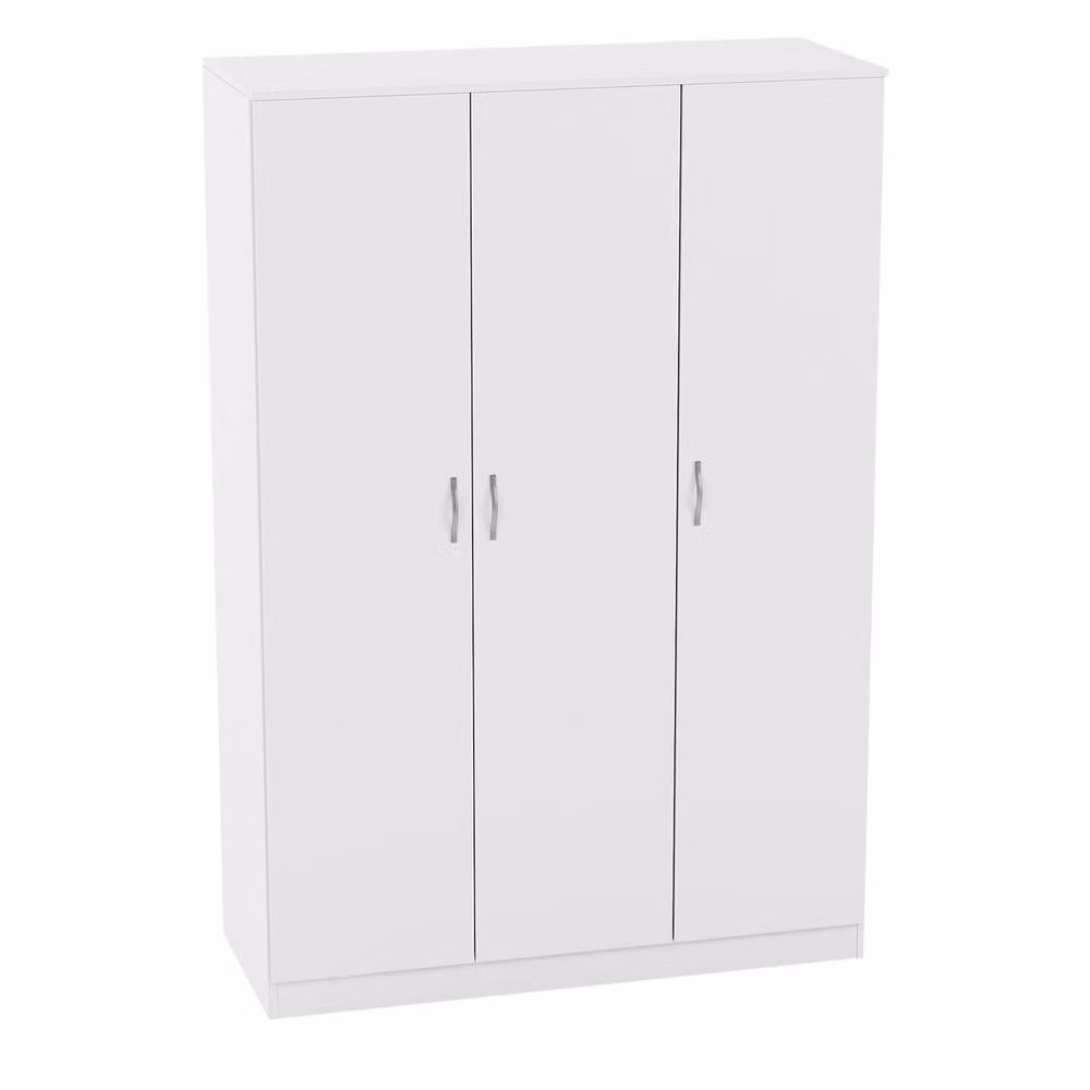 HD Designs Riano 3 Door Wardrobe in White with Internal Shelves and Hanging Rod – 2